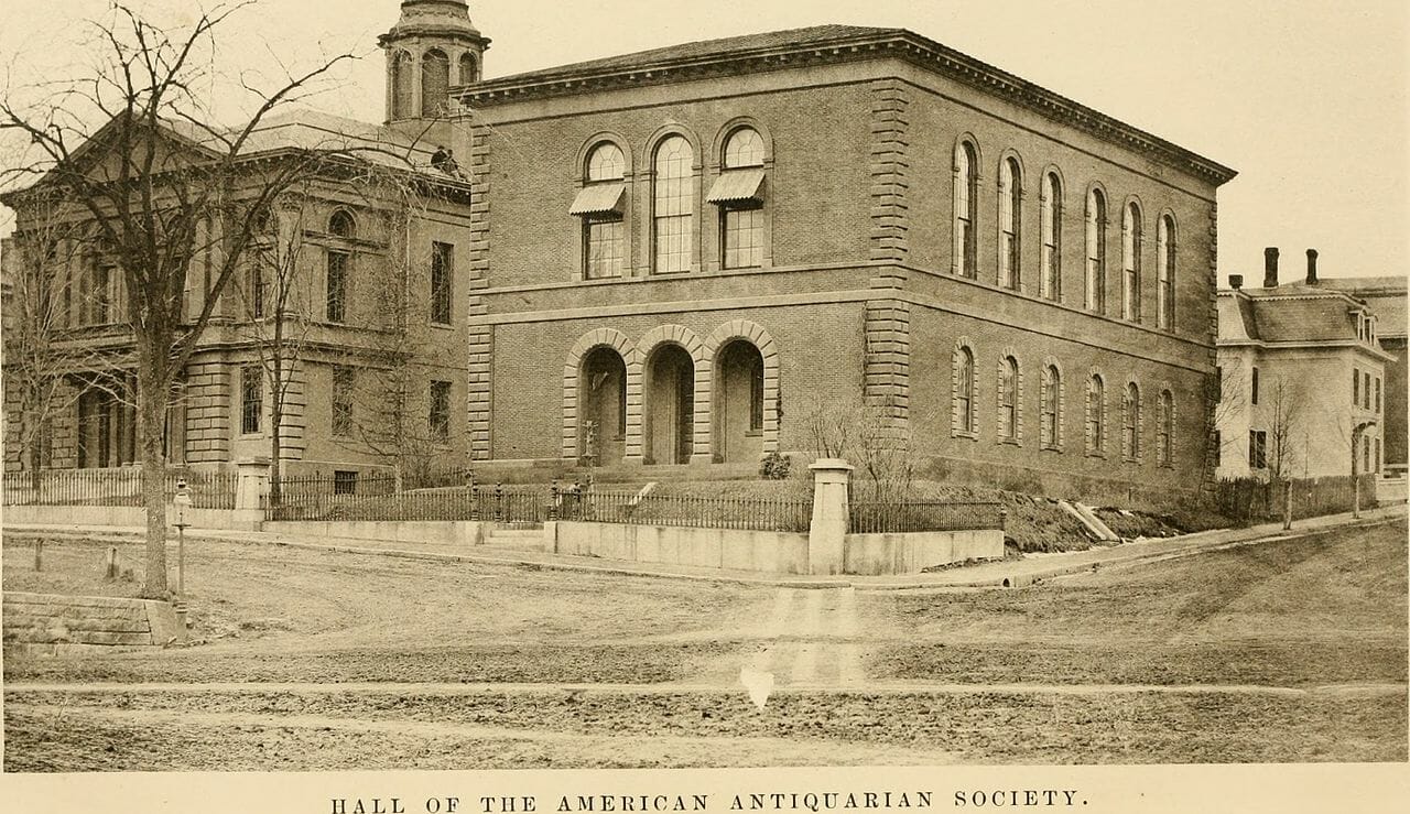 vintage photograph of the AAS headquarters in Worcester, Mass.