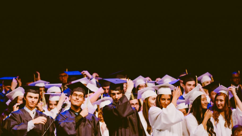 a group of college grads